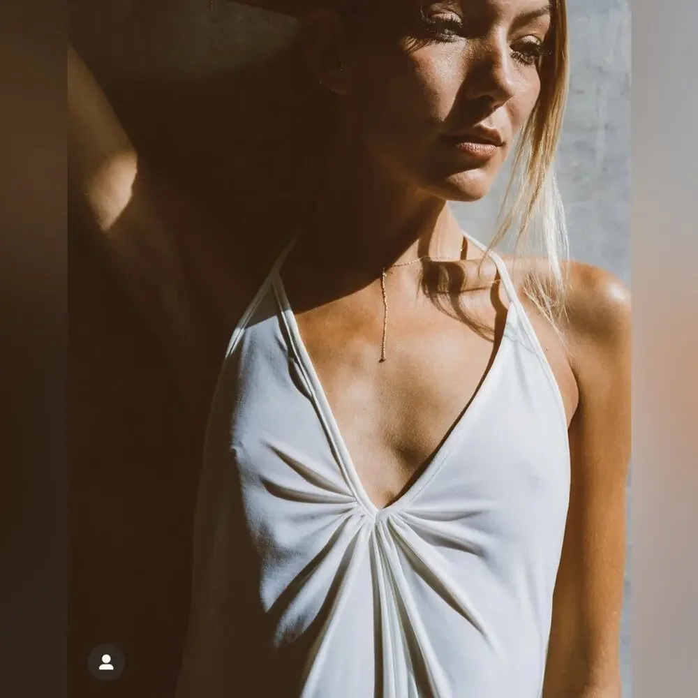 Josa Tulum Ityway Ivory Low V Halter Maxi Dress – Open Back, (One Size) - Picture 7 of 8